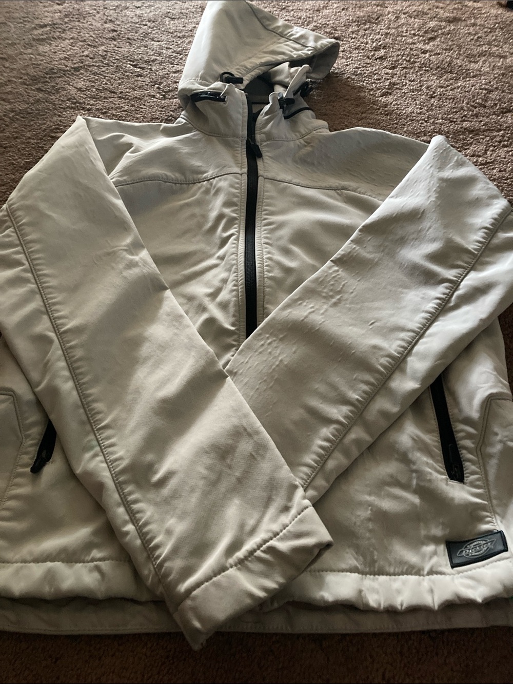 Dickies Women's Light Beige Hooded rain/light Jacket size medium
